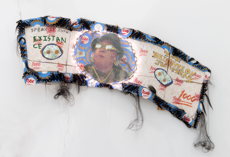 Granny $, 2016, by Aaron Fowler; mixed media, 72 by 25 by 6 inches
Courtesy of Diane Rosenstein Gallery